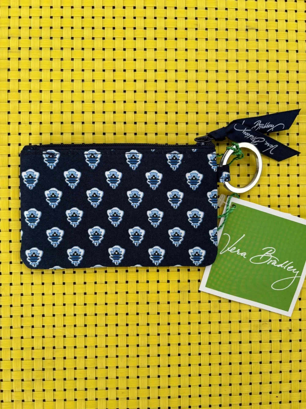 Vera Bradley Nantucket Navy Zip ID Card Case NWT